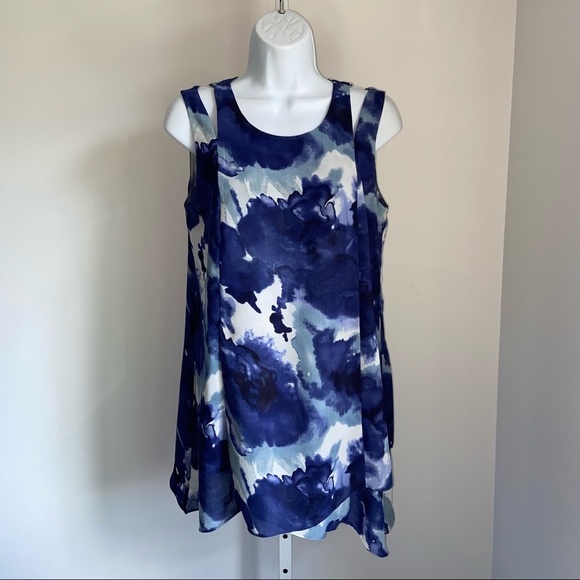 Soft Surroundings Mirabella Blue Watercolor Layered Tunic Tank Size XS - Picture 2 of 11